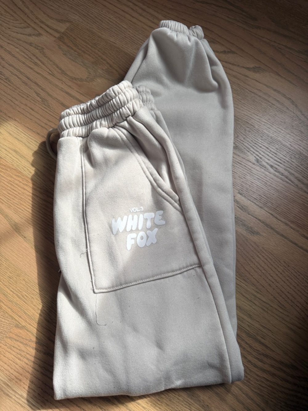 White Fox tan sweatpants size XS
